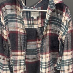 American Eagle Outfitters cropped Plaid Hooded Jacket - Red, Blue, Cream